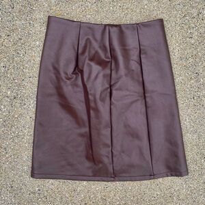 Brown Faux Leather Mini Skirt with Zipper Closure